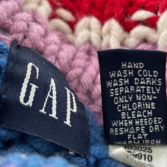 Gap Multicolor Vintage Y2K Striped Chunky Knit Wool Turtleneck Sweater - Picture 10 of 11